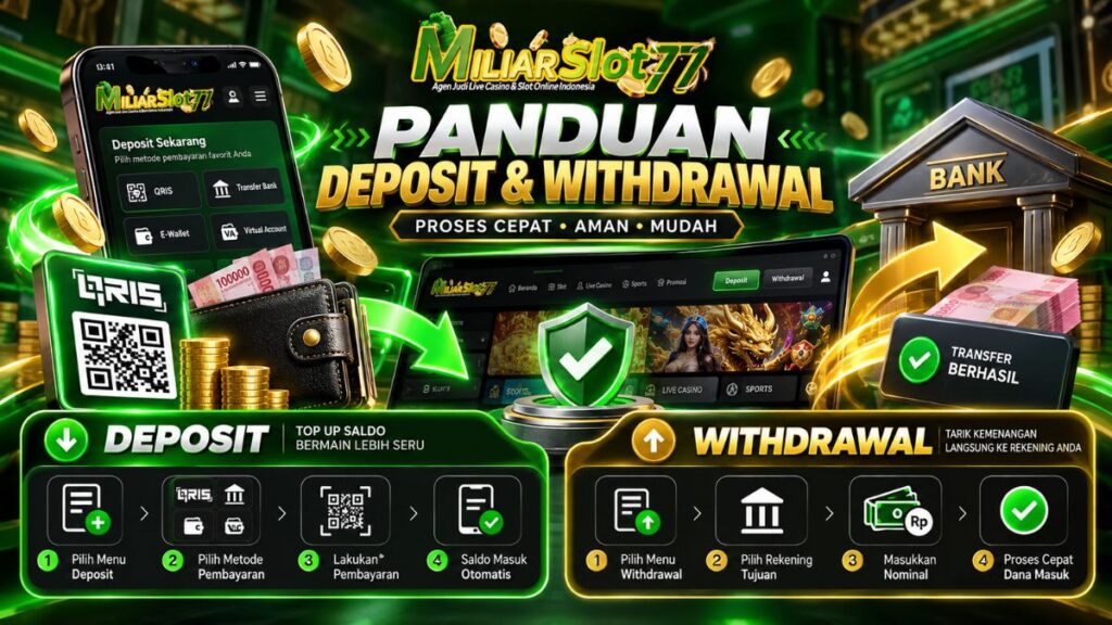 Panduan deposit dan withdrawal Miliarslot77 dengan QRIS, transfer bank, e-wallet dan rekening tujuan