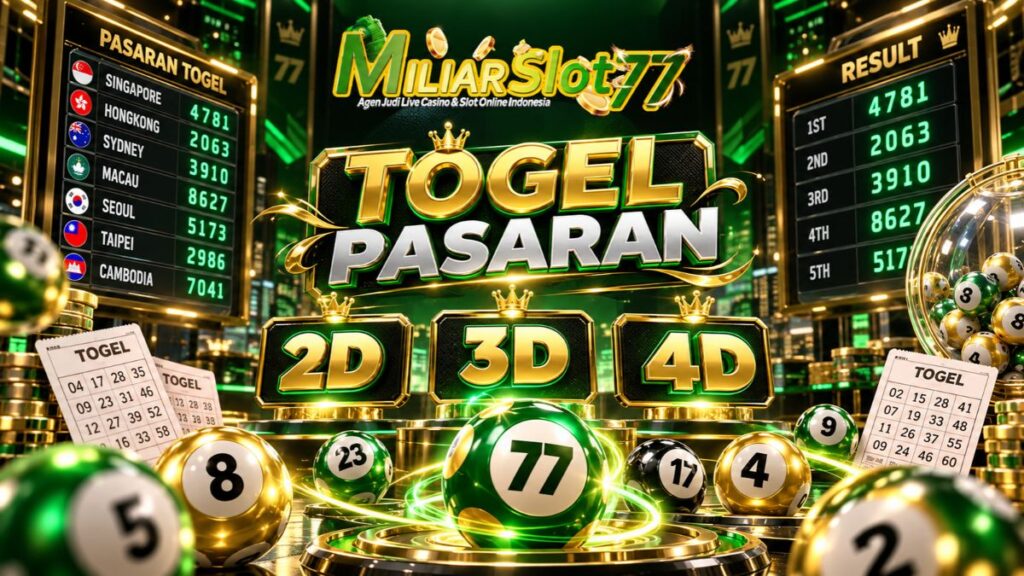 Pasaran Togel Miliarslot77 dengan pilihan 2D, 3D, 4D dan result angka
